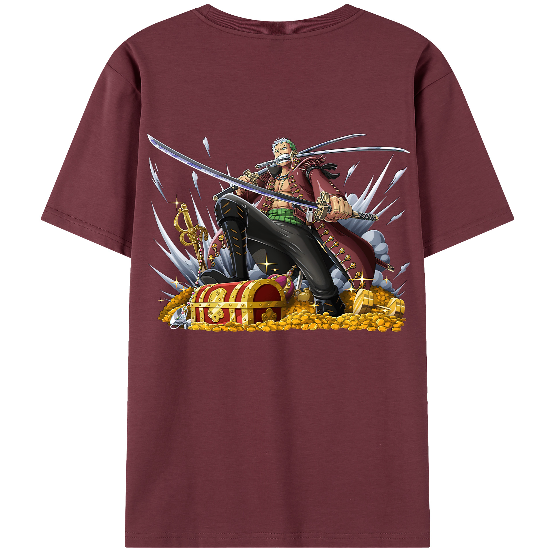 ワンピース ロロノア・ゾロ ONE PIECE Roronoa Zoro 綿100％半袖Tシャツ（背面プリント）